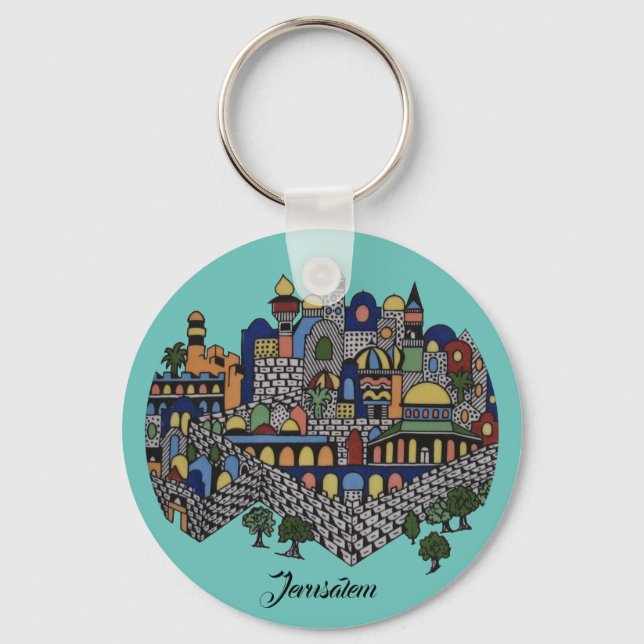 Colourful Jerusalem Key Ring (Front)