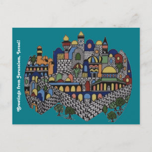 Colourful Jerusalem Postcard