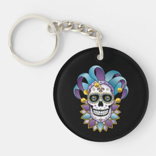 Colourful Jester Skull Keychain