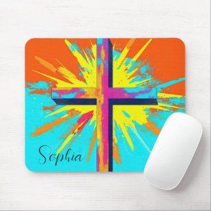 Colourful Jesus Cross Jesus Illustration Custom Mouse Mat