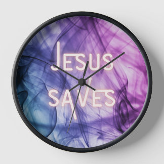 Colourful Jesus Saves Clock