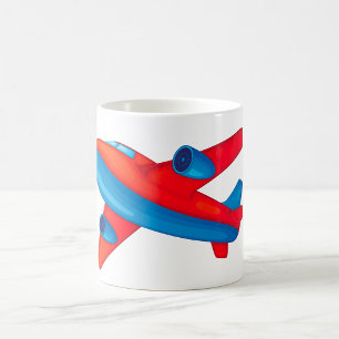 Colourful Jet Aeroplane Red and Blue Plane Coffee Mug
