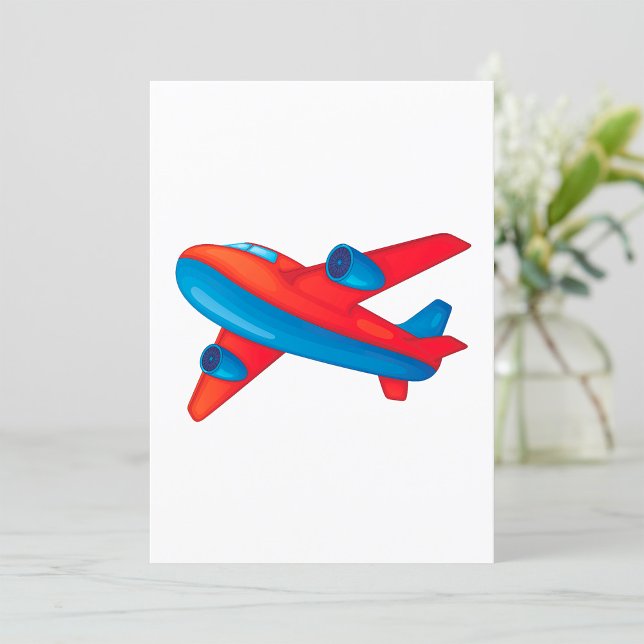 Colourful Jet Aeroplane Red and Blue Plane Invitation (Creator Uploaded)