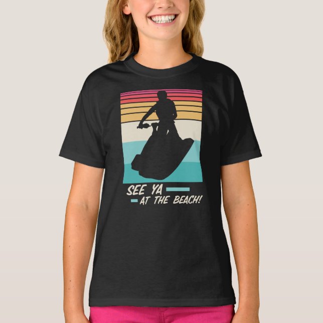 Colourful Jet Ski saying Surfing beach Colours quo T-Shirt (Front)