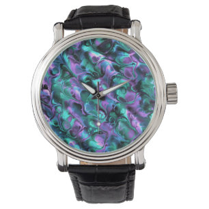 Colourful Jewel Tone Fractal Marble Abstract Art Watch