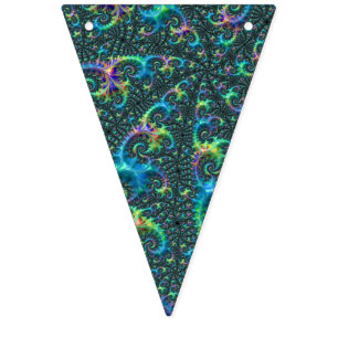 Colourful Jewel Tone Fractal Spiral Abstract Art Bunting