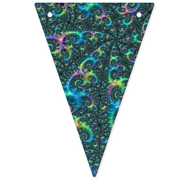 Colourful Jewel Tone Fractal Spiral Abstract Art Bunting (First Flag)