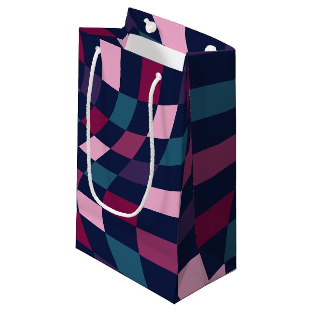 Colourful Jewel Tone Warped Chequerboard  Small Gift Bag (Front Angled)