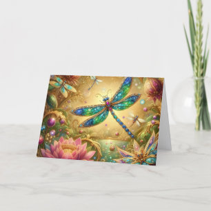 Colourful Jewelled Dragonfly Birthday Card