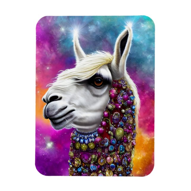 Colourful Jewelled Llama Magnet (Vertical)