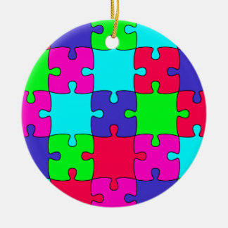 Colourful Jigsaw Puzzle Ceramic Tree Decoration