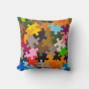 colourful jigsaw puzzle cushion