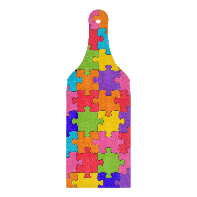 Colourful Jigsaw Puzzle Cutting Board (Front)