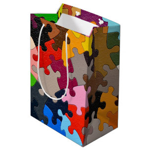 colourful jigsaw puzzle medium gift bag