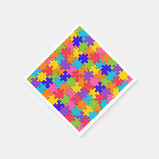 Colourful Jigsaw Puzzle Napkin (Corner)