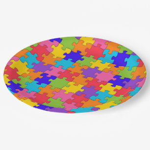 Colourful Jigsaw Puzzle Paper Plate