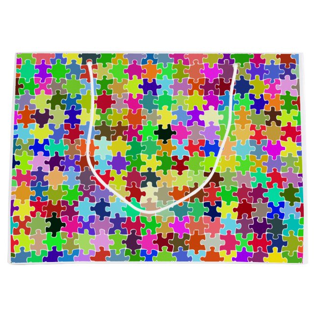 Colourful Jigsaw Puzzle Pattern Large Gift Bag (Front)
