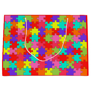 Colourful Jigsaw Puzzle Pattern Large Gift Bag