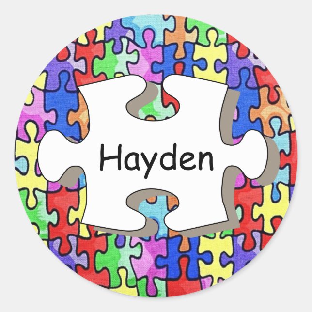 Colourful Jigsaw Puzzle Pattern Personalised Classic Round Sticker (Front)