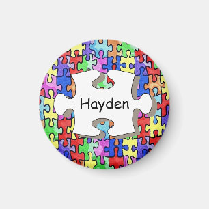 Colourful Jigsaw Puzzle Pattern Personalised Magnet