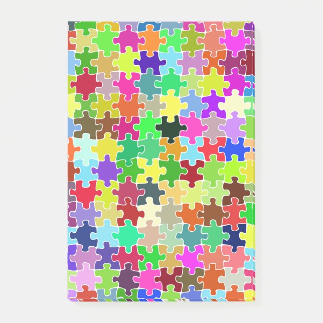 Colourful Jigsaw Puzzle Pattern Post-it Notes (Front)