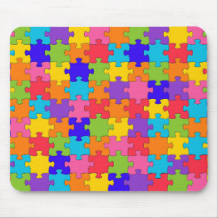 Colourful Jigsaw Puzzle Pieces Happy Puzzler Mouse Mat