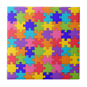 Colourful Jigsaw Puzzle Pieces Happy Puzzler Tile