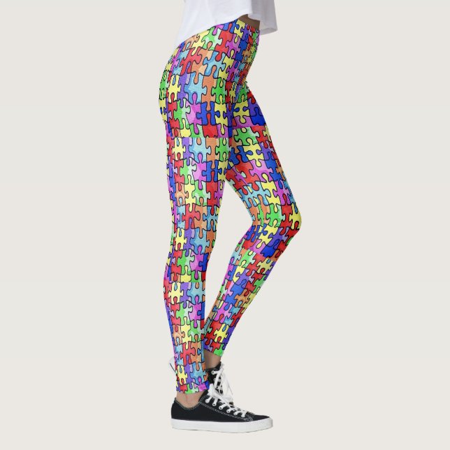 Colourful Jigsaw Puzzle Pieces Leggings (Right)