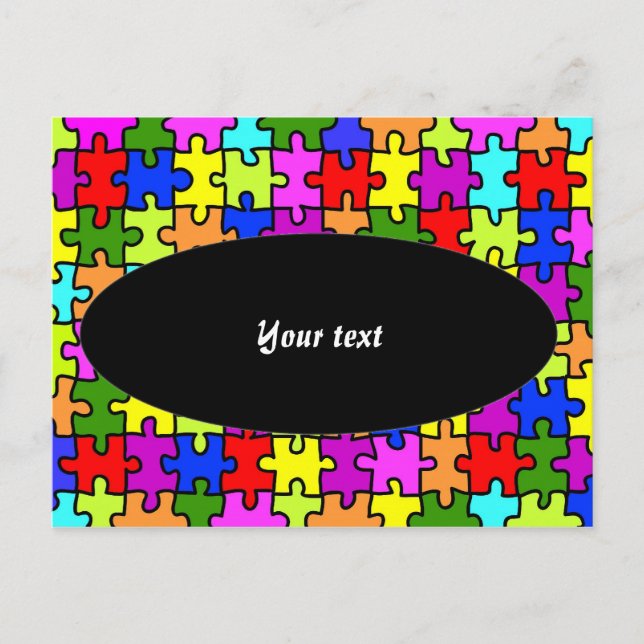 'Colourful jigsaw puzzle' postcard (Front)