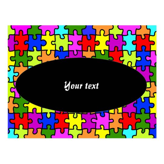 'Colourful jigsaw puzzle' postcard