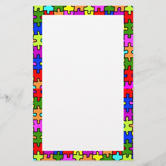 'Colourful jigsaw puzzle' stationery (Front)