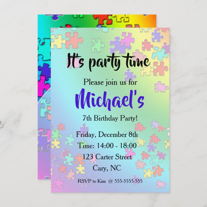 Colourful Jigsaw puzzles pieces Invitation | Zazzle.co.uk