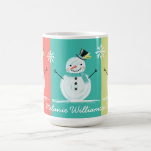 Colourful Jolly Snowman Christmas Winter Scenery Coffee Mug