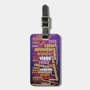 Colourful Journey in Many Languages Word Cloud Luggage Tag