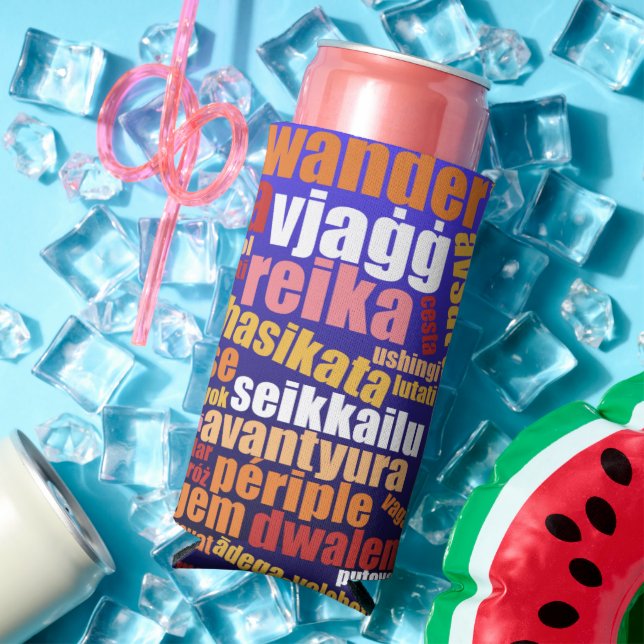 Colourful Journey in Many Languages Word Cloud Seltzer Can Cooler (In Situ Summer)