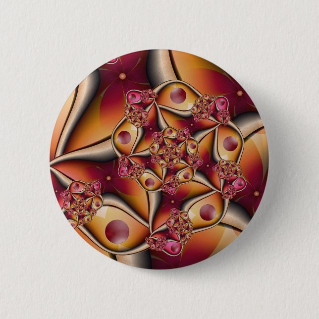 Colourful Joy Abstract Red Orange Fantasy Fractal 6 Cm Round Badge (Front)