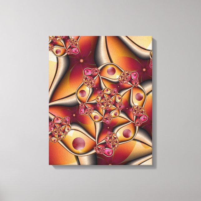 Colourful Joy Abstract Red Orange Fantasy Fractal Canvas Print (Front)
