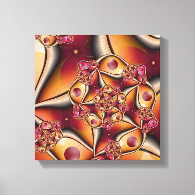 Colourful Joy Abstract Red Orange Fantasy Fractal Canvas Print (Front)