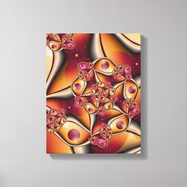 Colourful Joy Abstract Red Orange Fantasy Fractal Canvas Print (Front)