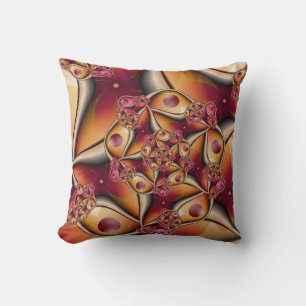 Colourful Joy Abstract Red Orange Fantasy Fractal Cushion