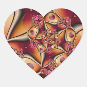 Colourful Joy Abstract Red Orange Fantasy Fractal Heart Sticker
