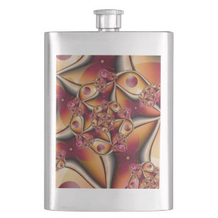 Colourful Joy Abstract Red Orange Fantasy Fractal Hip Flask