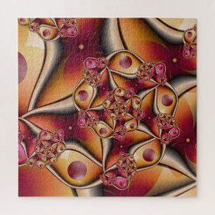 Colourful Joy Abstract Red Orange Fantasy Fractal Jigsaw Puzzle