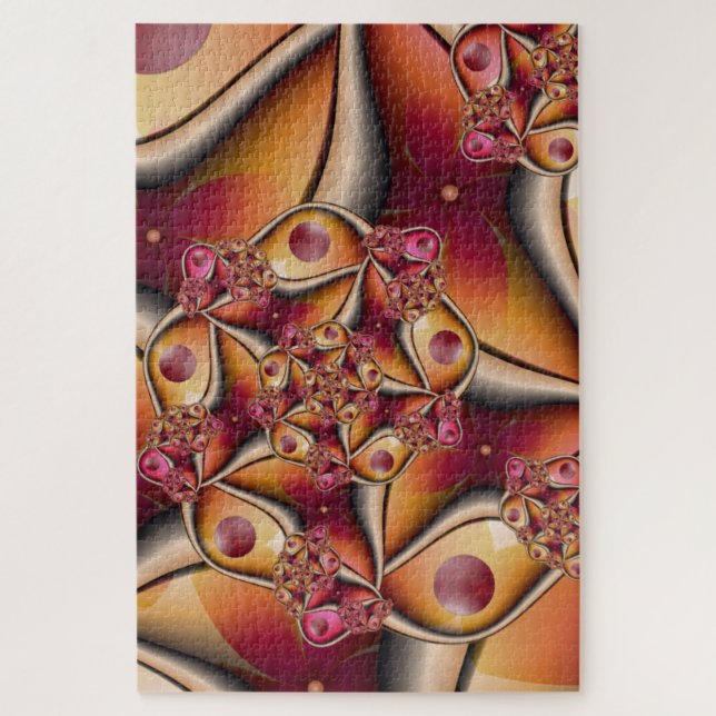 Colourful Joy Abstract Red Orange Fantasy Fractal Jigsaw Puzzle (Vertical)