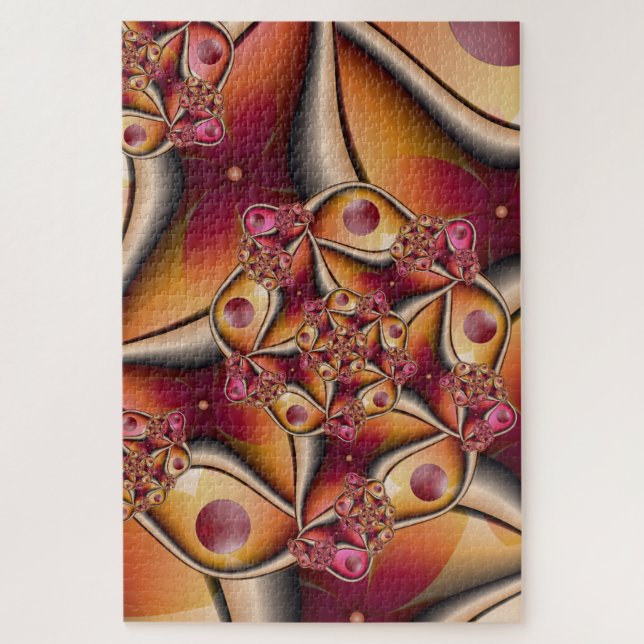 Colourful Joy Abstract Red Orange Fantasy Fractal Jigsaw Puzzle (Vertical)