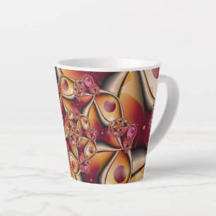 Colourful Joy Abstract Red Orange Fantasy Fractal Latte Mug