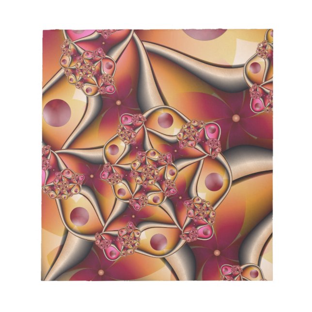 Colourful Joy Abstract Red Orange Fantasy Fractal Notepad (Front)
