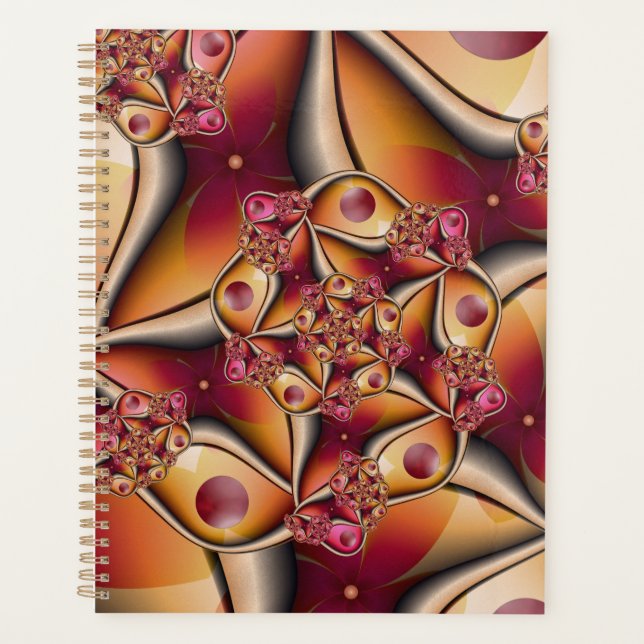 Colourful Joy Abstract Red Orange Fantasy Fractal Planner (Front)