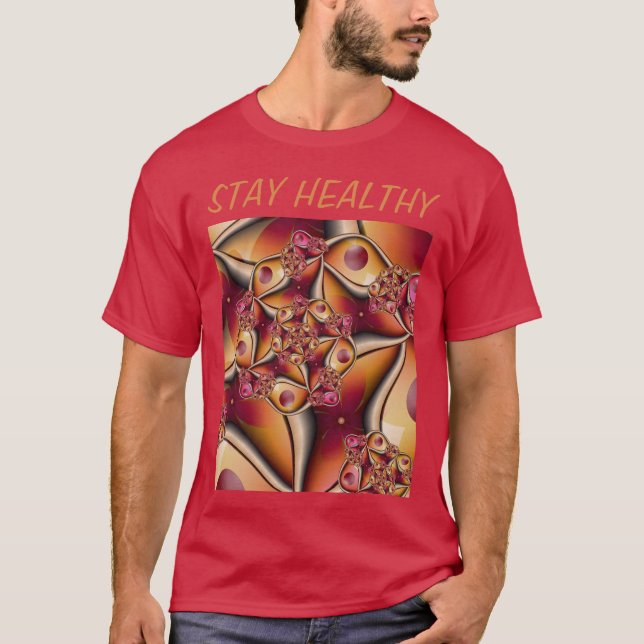 Colourful Joy Abstract Red Orange Fantasy Fractal T-Shirt (Front)