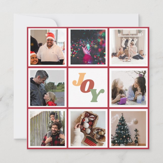 Colourful Joy Christmas Photo Collage  Holiday Card (Front)